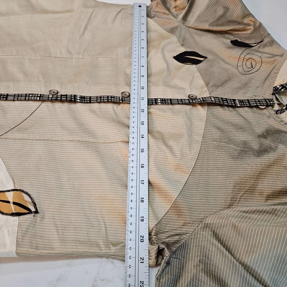 Canvasbacks Silk Blazer Jacket Medium Applique Gold Vintage Boho Artsy - Picture 9 of 10